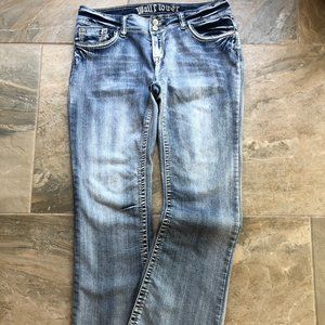 Distressed Flared Mid-Rise Jeans
